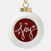 Merry Kersttering Joy Snowflakes Handgetekend Keramische Bal Ornament (Voorkant)