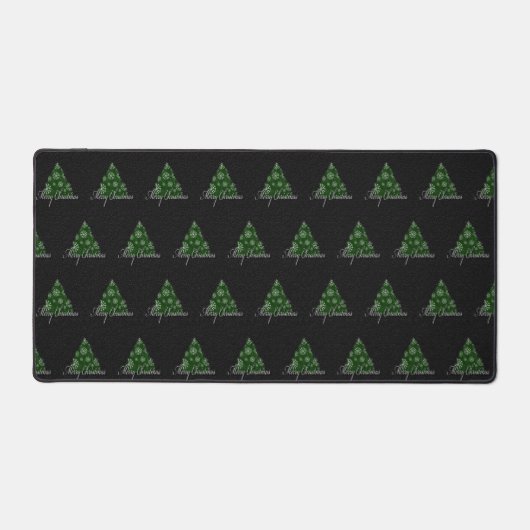 Merry Kersttree Pattern Holiday Green Bureaumat (Voorkant)