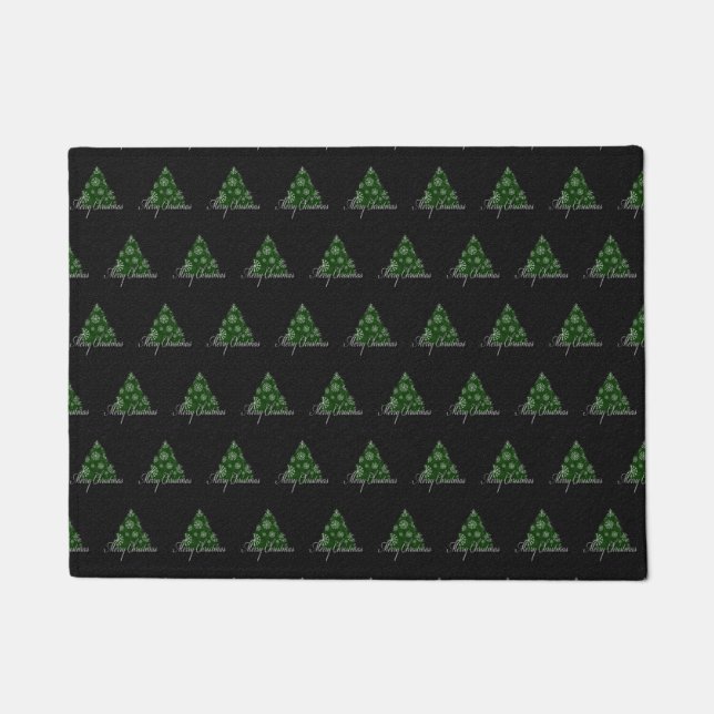 Merry Kersttree Pattern Holiday Green Deurmat (Voorkant)