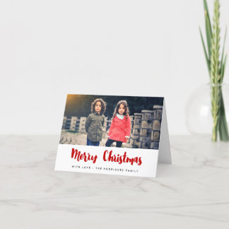 Merry Kersttrendy Red font name foto Feestdagen Kaart