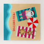Merry Kersttropical Beach Santa Reindeer Legpuzzel (Horizontaal)