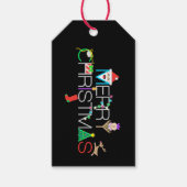 Merry Kersttypografie Cadeaulabel (Voorkant)