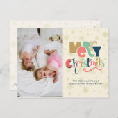 Merry Kersttypografie Feestdagenkaart (Voorkant / Achterkant)