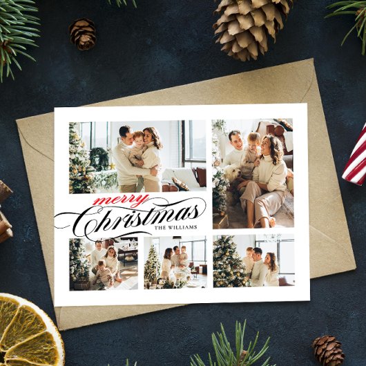 Merry KerstTypografie Foto Collage Briefkaart