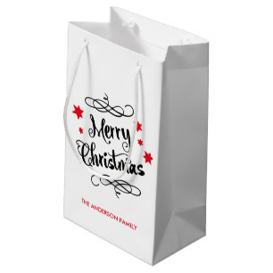 Merry KerstTypografie Red White Klein Cadeauzakje