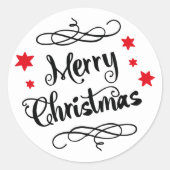 Merry KerstTypografie Red White Ronde Sticker (Voorkant)