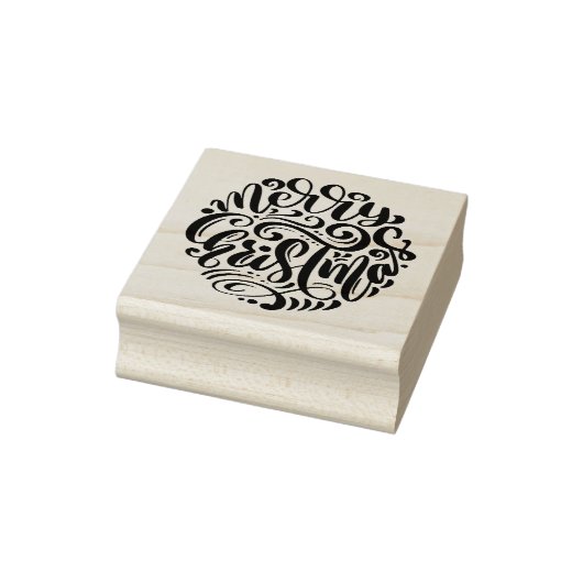 Merry Kersttypografie Rubberstempel (Stempel)