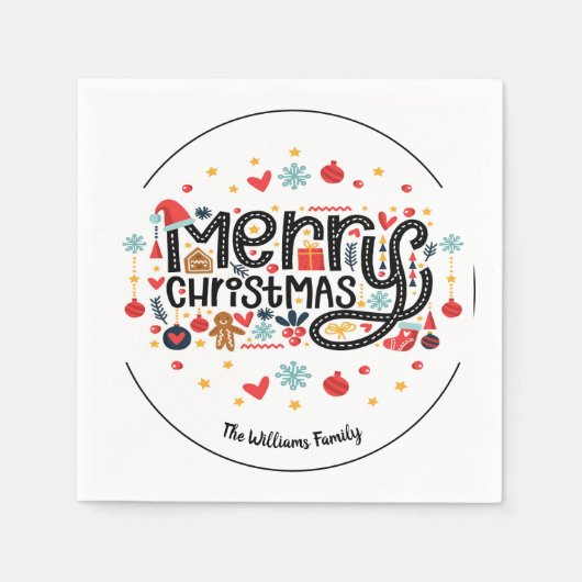 Merry Kersttypografie Servet (Voorkant)