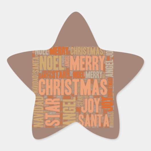 Merry Kersttypografie Ster Sticker (Voorkant)