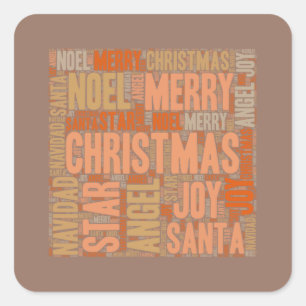 Merry Kersttypografie Vierkante Sticker