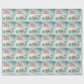 Merry kerstvogel en cadeautjes cadeaupapier (Vlak)