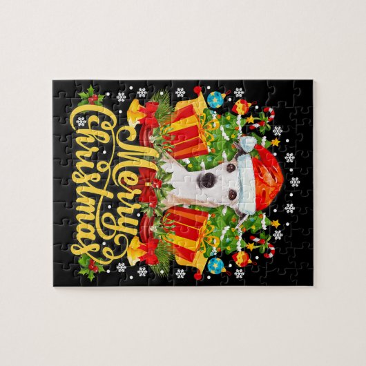 Merry Kerstwhippet mam Pap Xmas Legpuzzel (Horizontaal)