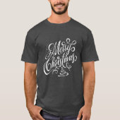 Merry KerstWhite Fancy cursieve typografie T-shirt (Voorkant)