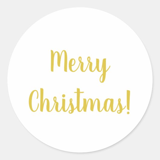 Merry KerstWhite Gold Typography Festive Ronde Sticker (Voorkant)