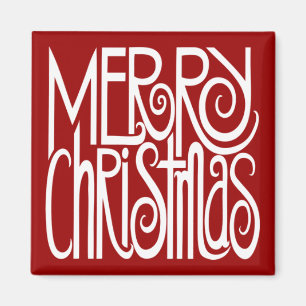 Merry KerstWhite Magnet Magneet