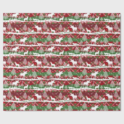 Merry KerstWinter Animal Thema Cadeaupapier (Vlak)