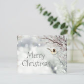 Merry KerstWinter Frost Bird Feestdagenkaart (Staand voorkant)