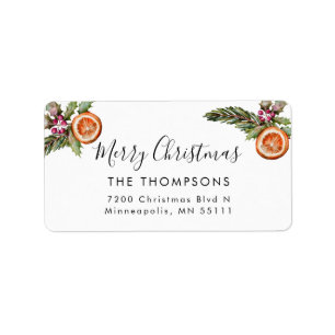 Merry KerstWinter Greenery Return Address Etiket