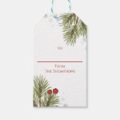 Merry KerstWinter Red Holly Berries Elegant Cadeaulabel (Voorkant)