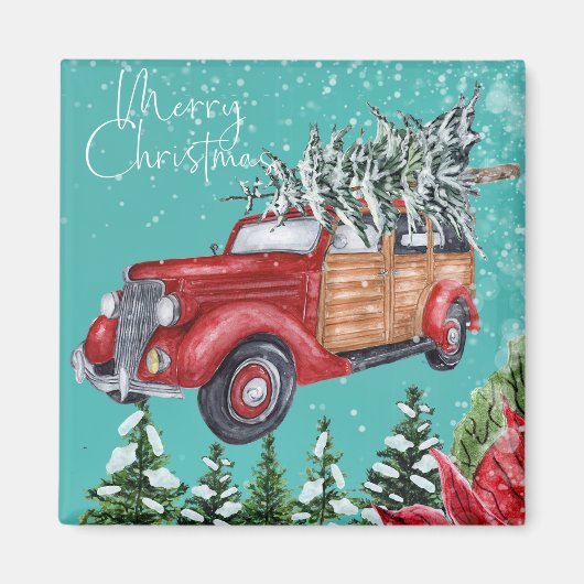 Merry KerstWinter Snowfall Magnet Magneet (Voorkant)