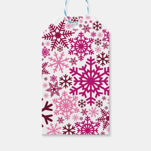 Merry KerstWinter Snowflake Pattern Cadeaulabel (Voorkant)