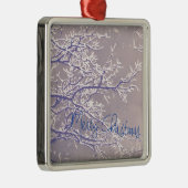 Merry KerstWinter Tree Branches Metalen Ornament (Rechts)