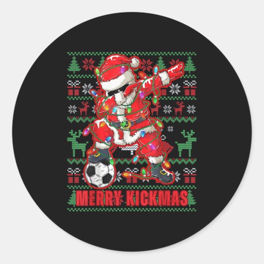Merry Kickmas Christmas Voetbal Ugly Youth Swe Ronde Sticker (Voorkant)