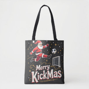 Merry Kickmas Funny Santa Claus Voetballiefhebbers Draagtas