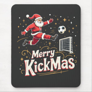 Merry Kickmas Funny Santa Claus Voetballiefhebbers Muismat