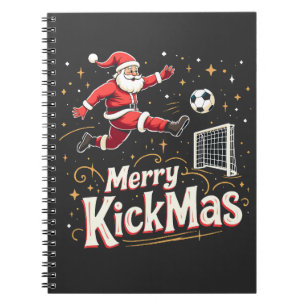 Merry Kickmas Funny Santa Claus Voetballiefhebbers Notitieboek
