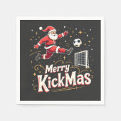 Merry Kickmas Funny Santa Claus Voetballiefhebbers Servet (Voorkant)
