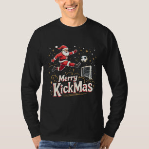 Merry Kickmas Funny Santa Claus Voetballiefhebbers T-shirt