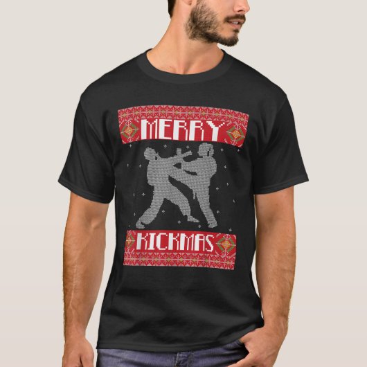 Merry Kickmas Karate Martial Arts Ugly Kerstmis T-shirt (Voorkant)