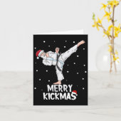 Merry Kickmas Karate Santa Claus Martial Arts Chri Kaart (Gele Bloem)