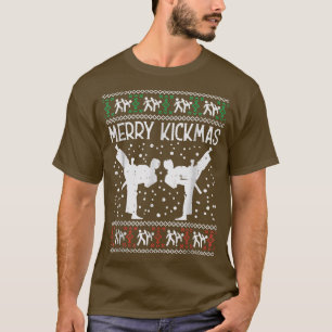 Merry Kickmas Ugly Kerstmis Karate Jiu Jitsu Mart T-shirt