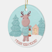 Merry Kiss Moose Keramisch Ornament (Links)