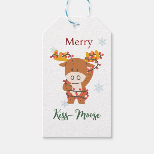 Merry kiss mose cadeaulabel (Voorkant)