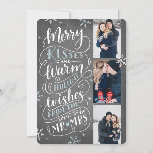 Merry Kisses Warm wil datum 3 foto opslaan Save The Date (Voorkant)