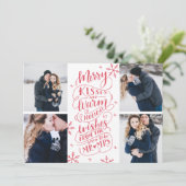 Merry Kisses Warm wil datum 4-foto opslaan Save The Date (Staand voorkant)