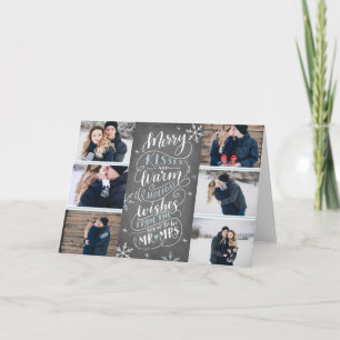 Merry Kisses Warm Wishes Save Date 6 Folded Photo Feestdagen Kaart