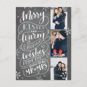 Merry Kisses Warm Wishes Save the Date 3 Foto Aankondigingskaart