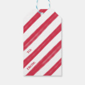 Merry Kissmas | Rode & witte streep Kerstmis Cadeaulabel (Achterkant)
