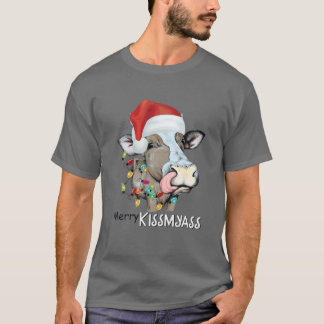 Merry Kissmyass Xmas Ugly Koe Lover Santa Hat Paja T-shirt