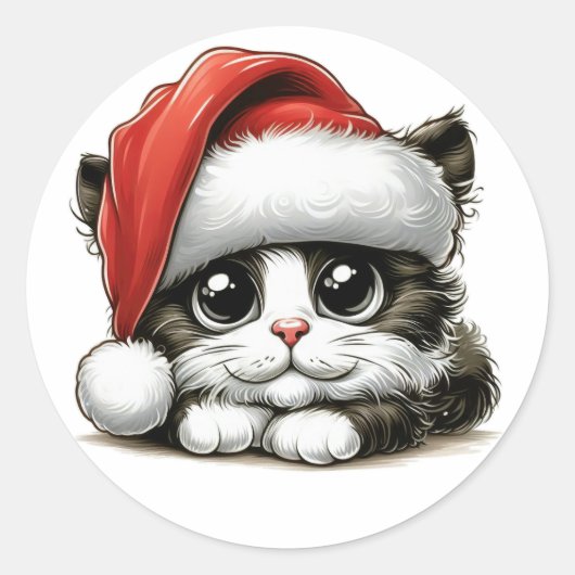 Merry Kitten's Christmas Fabulous Ronde Sticker (Voorkant)