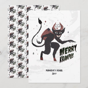 Merry Krampus Hand Drawn Art Kerstfeestdag Feestdagenkaart