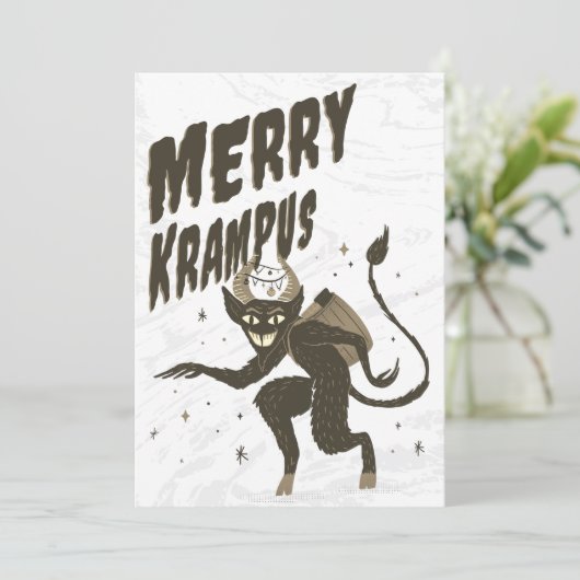 Merry Krampus-kerstfeestkaart Feestdagenkaart (Staand voorkant)