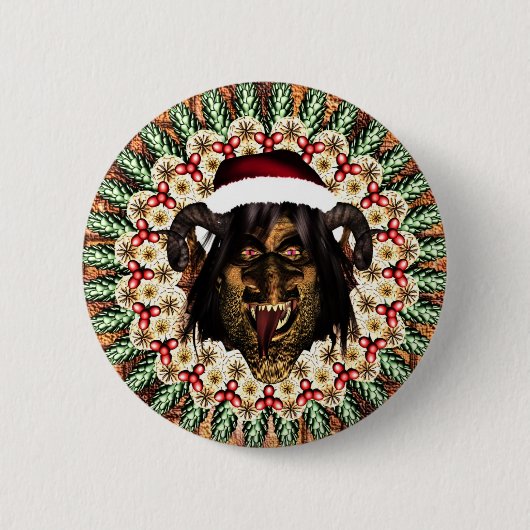 Merry Krampus Ronde Button 5,7 Cm (Voorkant)