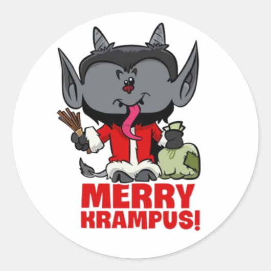 MERRY KRAMPUS RONDE STICKER (Voorkant)