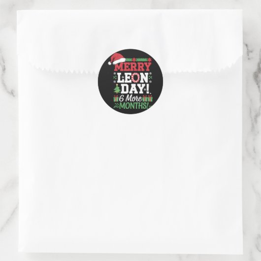Merry Leon Day Noel lafaards Grappige Kersttelling Ronde Sticker (Tas)
