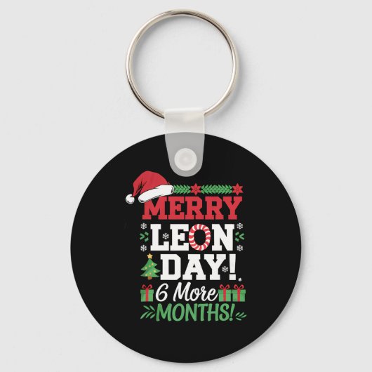Merry Leon Day Noel lafaards Grappige Kersttelling Sleutelhanger (Voorkant)